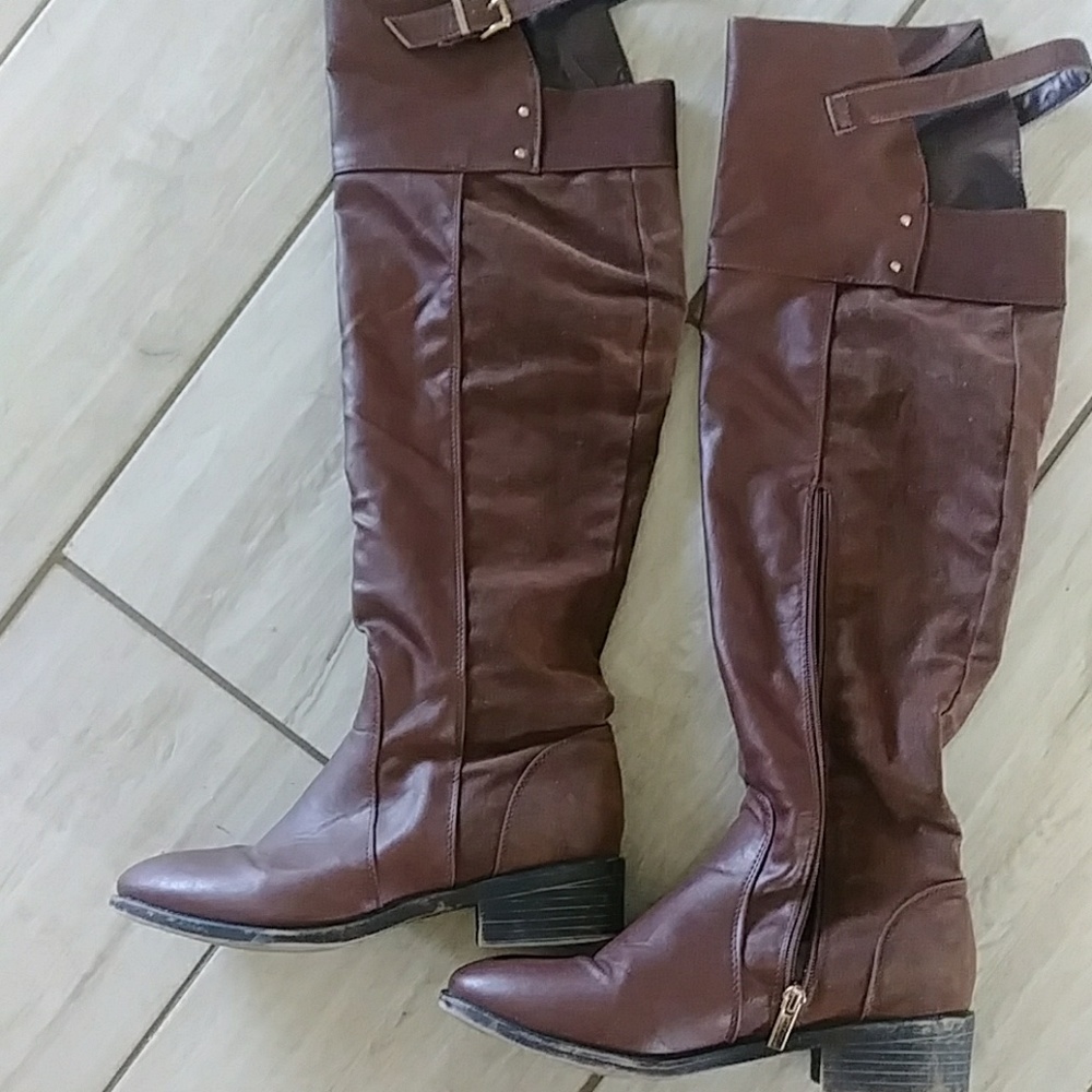 Women's knee high brown riding boots